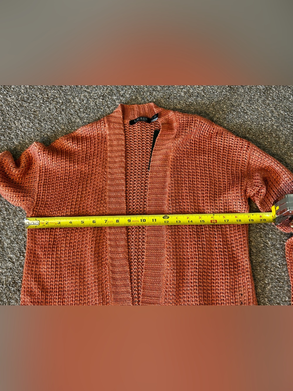NWT Lauren Ralph Lauren Open Knit Duster Cardigan | Linen Blend | Terracotta - Picture 7 of 8